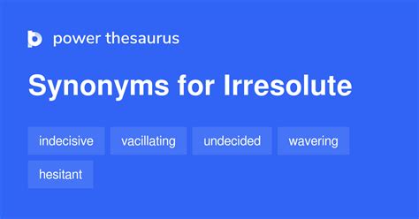 Synonyms of irresolute uncertain how to act or proceed vacillating irresolute legislators irresolutely i-re-z-lt-l -lt-; -re-z-lt- adverb irresoluteness i-re-z-lt-ns -lt-; -re-z-lt- noun irresolution i-re-z-l-shn i (r)- noun Examples of irresolute in a Sentence. . Synonyms for irresolute